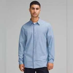 Lululemon Men's Commission Long Sleeve Button Down Blue Shirt Size L